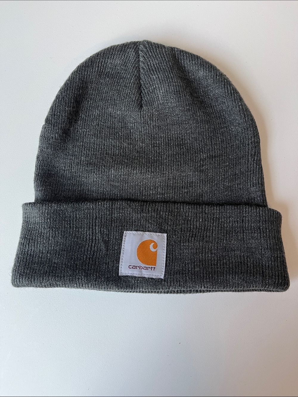 Carhartt Dark Gray Beanie with Gold Logo Patch